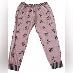 Disney Blush Pink Mickey Minnie Character Cozy Lounge Pajama Pants Size Large